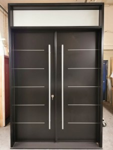 Double door with transom. Steel